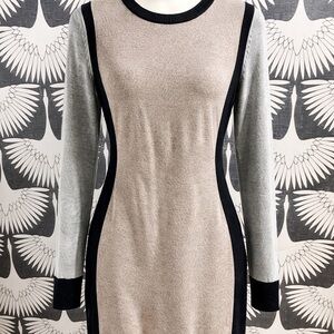 Philosophy Long Sleeve Knit Color Block Dress in Gray and Black Size Small